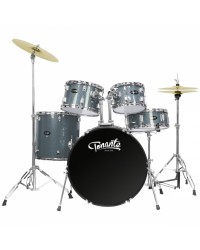 BATERIA ACUSTICA - LINHA SONORA - 22", 10", 12", 14", 16" - COM KIT DE FERRAGENS E BANCO - BLUE SPARKLE - BST1954BS